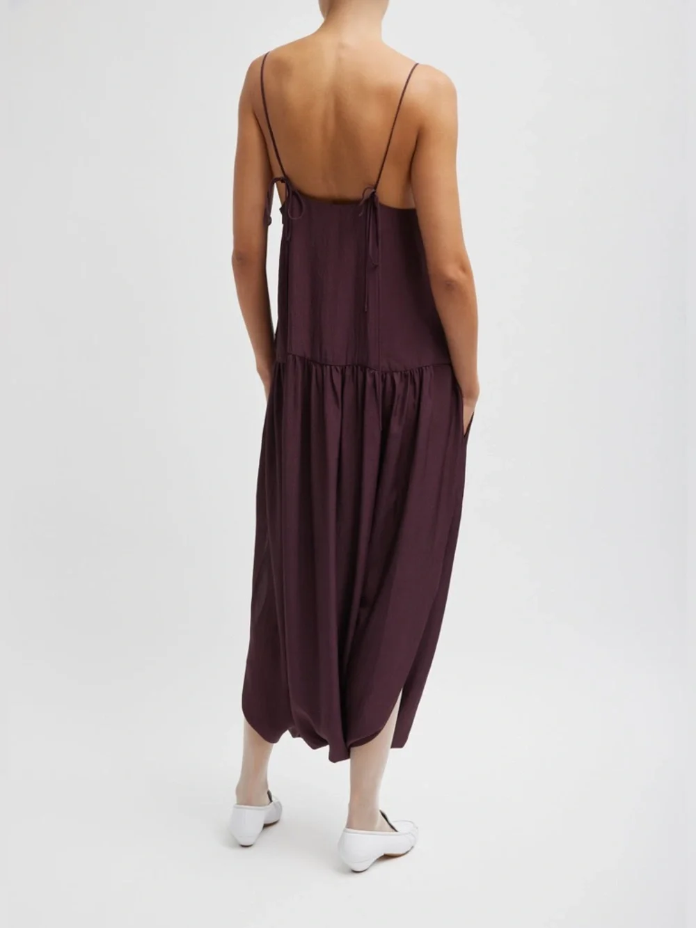 Tibi Dress Women’s Spring Acetate Strappy Jalouise in Crimson Dark Red Satin - Picture 2 of 6